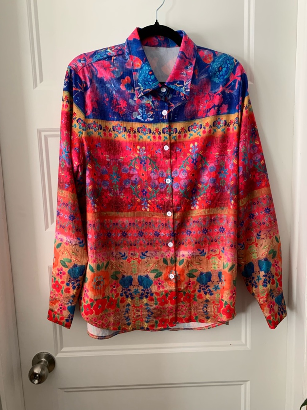 Vibrant Multicolor Floral Button-Up blouse